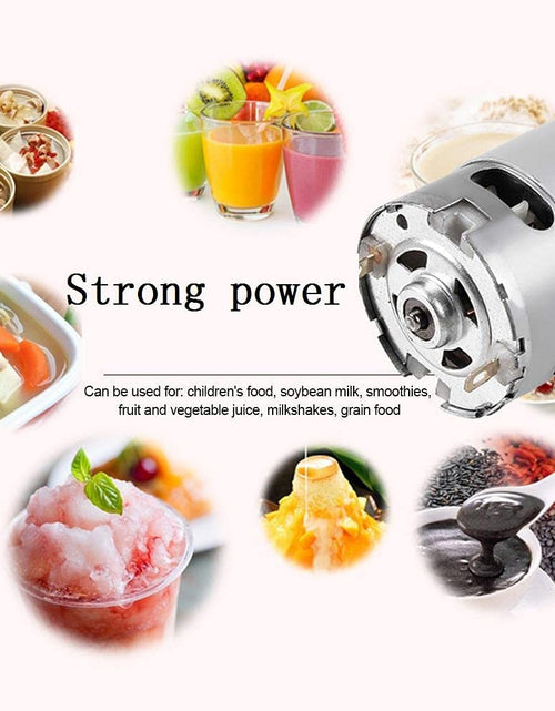 Load image into Gallery viewer, 380Ml Electric Portable Juicer Blender Cup, Household Fruit Mixer with Six Blades in 3D, USB Rechargeable Juice Blender Magnetic Secure Switch Electric Fruit Mixer (Purple) (Blue)