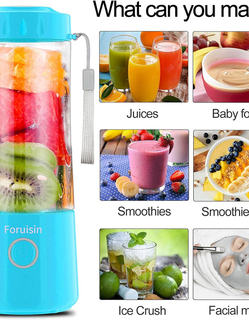 Load image into Gallery viewer, Portable Blender, Personal Blender 14 OZ Smoothie Maker Blender, Personal Smoothie Mixer, Usb Rechargeble Baby Milkshake Mixing with Six Blades, Blue