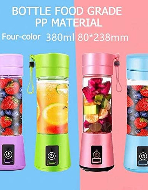 Load image into Gallery viewer, Electric Portable Juicer Blender Cup, Household Fruit Mixer with Six Blades in 3D, 380Ml USB Rechargeable Juice Blender Magnetic Secure Switch Electric Fruit Mixer (Light Blue)