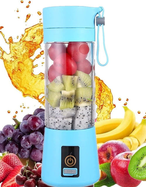 Load image into Gallery viewer, 380Ml Electric Portable Juicer Blender Cup, Household Fruit Mixer with Six Blades in 3D, USB Rechargeable Juice Blender Magnetic Secure Switch Electric Fruit Mixer (Purple) (Blue)