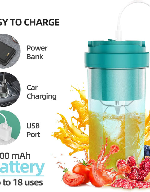 Load image into Gallery viewer, Portable Blender, Personal Blender for Shakes and Smoothies, Mini Blender USB Rechargeable and 6 Blades,19Oz/550Ml Fruit Juice Mixer, Juicer Cup for Sport Travel Office(Blue)