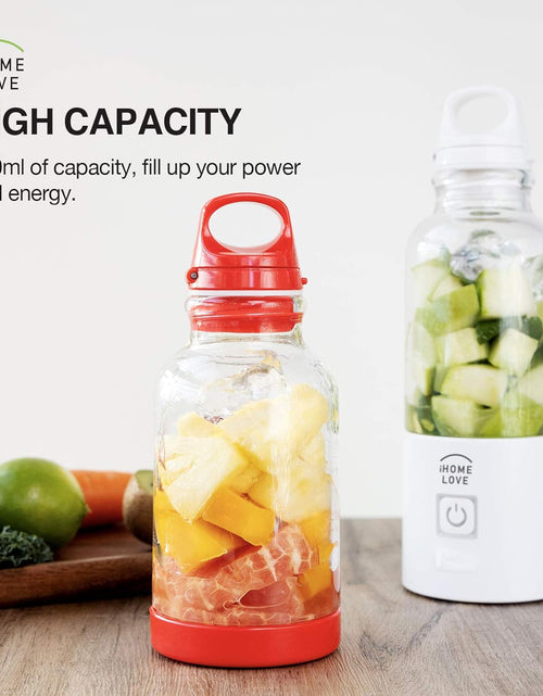 Load image into Gallery viewer, Portable Blender, 165W Personal Mixer Fruit Rechargeable with USB, Mini Blender for Smoothie, Fruit Juice, Milk Shakes, 500Ml, Six 3D Blades for Great Mixing (Red)