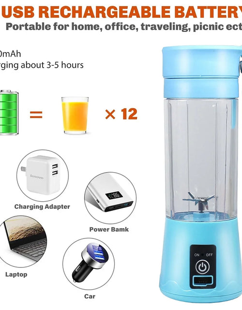 Load image into Gallery viewer, 380Ml Electric Juicer Bottle, Fruit Vegetable Blender, Portable Smoothie Maker Mixer Bottle, Rechargeable Blender Bottle, White