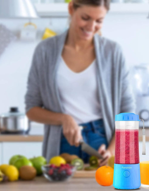 Load image into Gallery viewer, Portable Blender, Personal Blender 14 OZ Smoothie Maker Blender, Personal Smoothie Mixer, Usb Rechargeble Baby Milkshake Mixing with Six Blades, Blue
