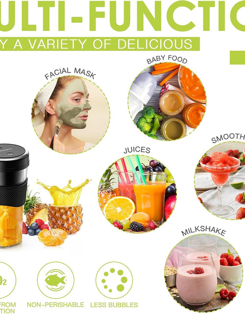 Load image into Gallery viewer, Portable Blender,  Personal Size Blender for Smoothies, Juice and Shakes, 12Oz USB Rechargeable Juice Blender Bottles, 60W Strong Power Travel Mini Blender for Sports, Travel, Outdoors