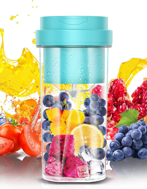 Load image into Gallery viewer, Portable Blender, Personal Blender for Shakes and Smoothies, Mini Blender USB Rechargeable and 6 Blades,19Oz/550Ml Fruit Juice Mixer, Juicer Cup for Sport Travel Office(Blue)