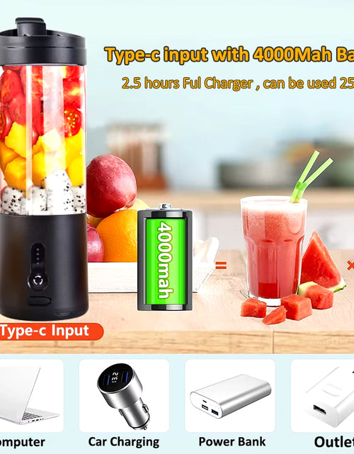 Load image into Gallery viewer, Portable Blender Smoothies Mini Portable Juicer Blender USB Rechargeable Portable Blender for Smoothies Fresh Fruit Juice Mixer