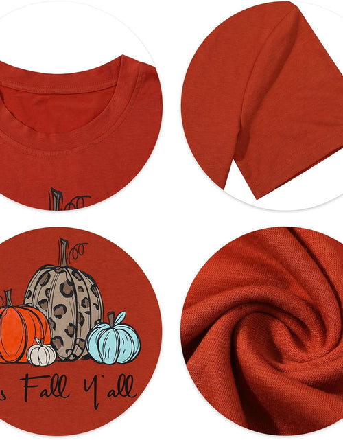 Load image into Gallery viewer, Its Fall Yall Graphic Shirt Women Thanksgiving Pumpkin Splicing Sleeve Fall Shirt Tops