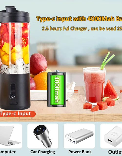 Load image into Gallery viewer, Portable Blender Mini Electric Fruit Juicer Mixer USB Rechargeable Smoothie Orange Fresh Juice Blender Portable Blender