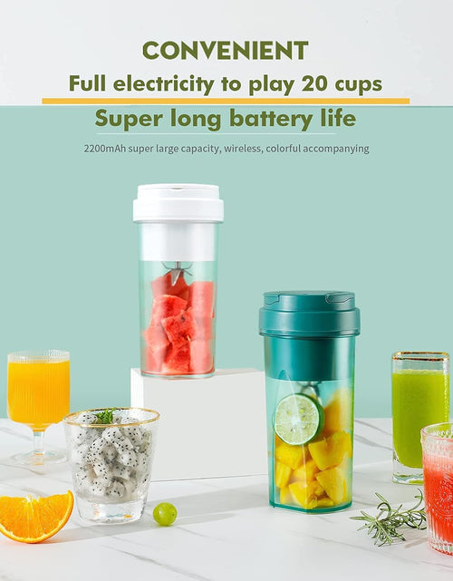 Load image into Gallery viewer, Portable Blender, 550Ml Personal Size Blender for Shakes and Smoothies, Portable Blender Fruit Rechargeable with USB, Travel Blender with Six Blades, Juicer Cup for Gym, Travel (White)