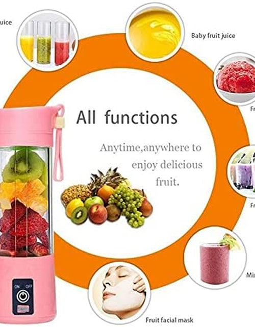 Load image into Gallery viewer, 380Ml Electric Portable Juicer Blender Cup, Household Fruit Mixer with Six Blades in 3D, USB Rechargeable Juice Blender Magnetic Secure Switch Electric Fruit Mixer (Purple) (Blue)