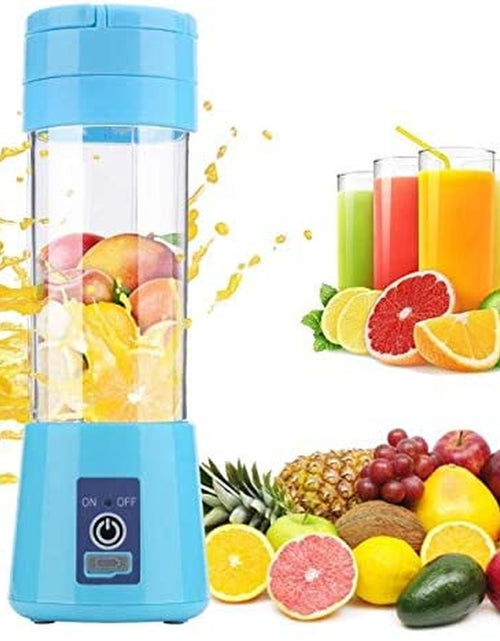 Load image into Gallery viewer, 380Ml Electric Portable Juicer Blender Cup, Household Fruit Mixer with Six Blades in 3D, USB Rechargeable Juice Blender Magnetic Secure Switch Electric Fruit Mixer (Purple) (Blue)