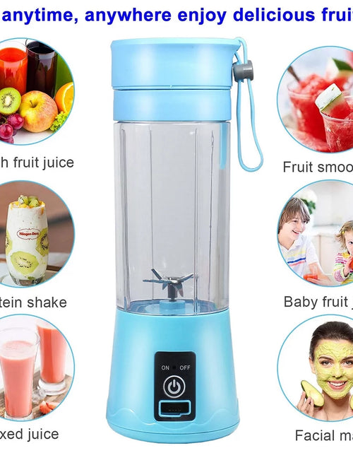 Load image into Gallery viewer, 380Ml Electric Juicer Bottle, Fruit Vegetable Blender, Portable Smoothie Maker Mixer Bottle, Rechargeable Blender Bottle, White