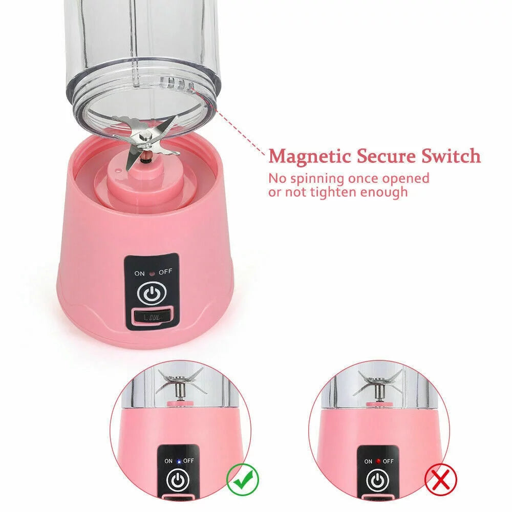 380Ml Electric Juicer Bottle, Fruit Vegetable Blender, Portable Smoothie Maker Mixer Bottle, Rechargeable Blender Bottle, White