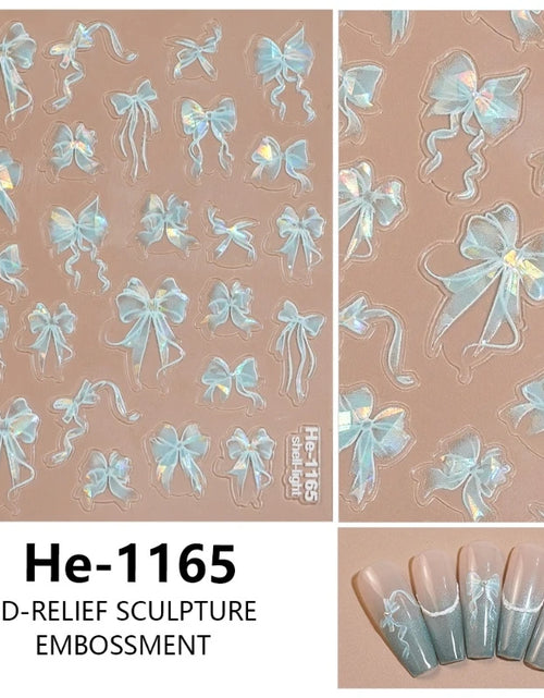 Load image into Gallery viewer, 3D White Bowknot Flower Nail Art Sticker Ultra-Thin Self-Adhesive Slider Summer Nail Art Decal Decoration DIY Manicure Accesorie
