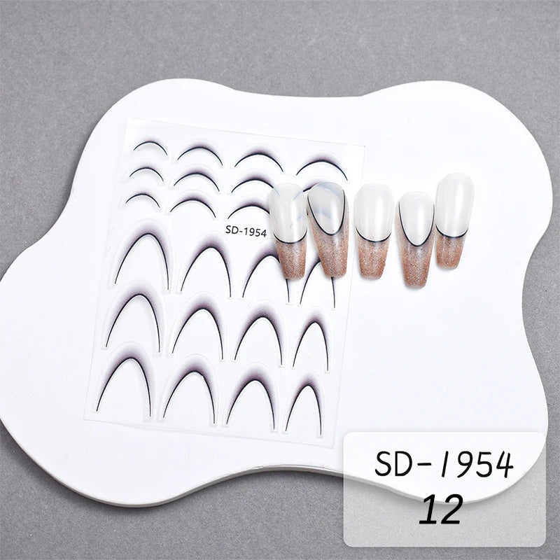 3D White Bowknot Flower Nail Art Sticker Ultra-Thin Self-Adhesive Slider Summer Nail Art Decal Decoration DIY Manicure Accesorie
