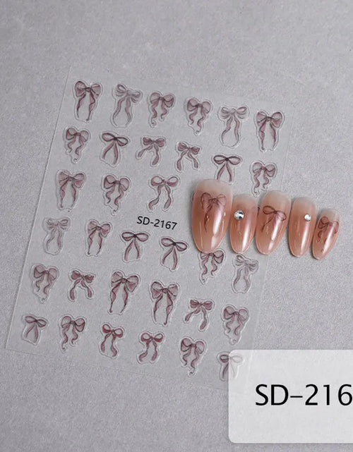 Load image into Gallery viewer, 3D White Bowknot Flower Nail Art Sticker Ultra-Thin Self-Adhesive Slider Summer Nail Art Decal Decoration DIY Manicure Accesorie

