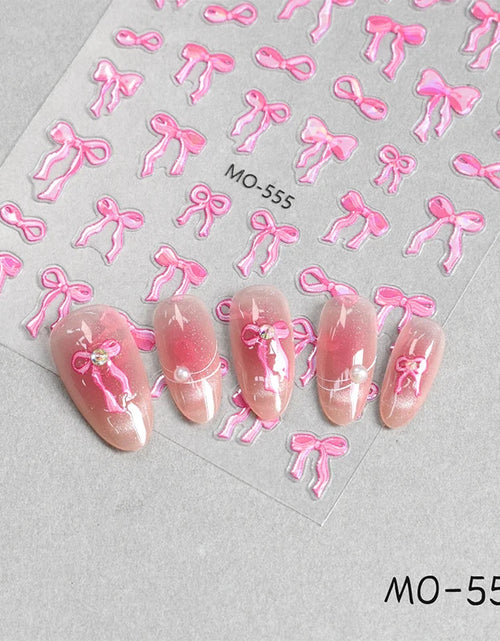 Load image into Gallery viewer, 3D White Bowknot Flower Nail Art Sticker Ultra-Thin Self-Adhesive Slider Summer Nail Art Decal Decoration DIY Manicure Accesorie
