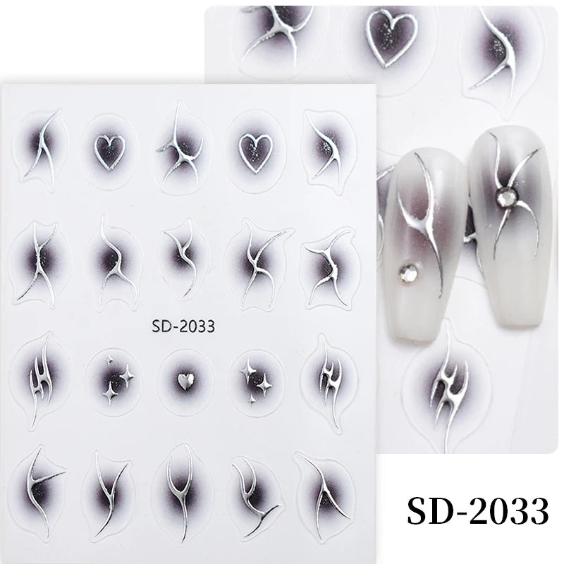 3D White Bowknot Flower Nail Art Sticker Ultra-Thin Self-Adhesive Slider Summer Nail Art Decal Decoration DIY Manicure Accesorie