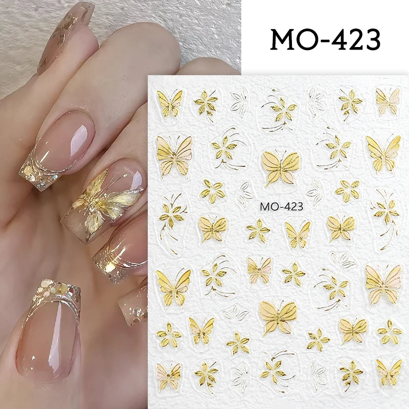 3D White Bowknot Flower Nail Art Sticker Ultra-Thin Self-Adhesive Slider Summer Nail Art Decal Decoration DIY Manicure Accesorie