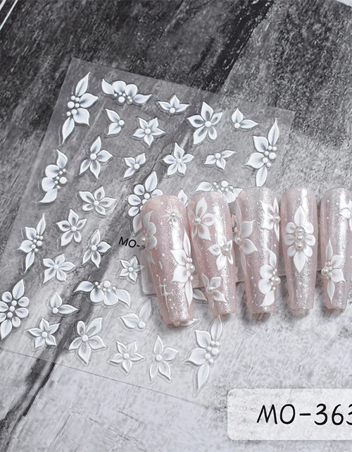 Load image into Gallery viewer, 3D White Bowknot Flower Nail Art Sticker Ultra-Thin Self-Adhesive Slider Summer Nail Art Decal Decoration DIY Manicure Accesorie

