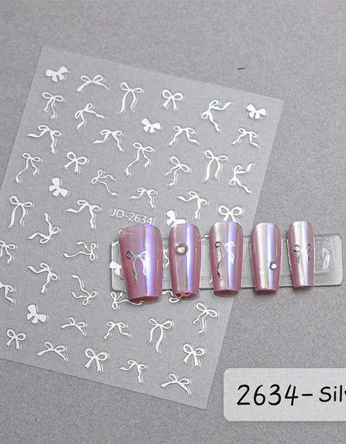 Load image into Gallery viewer, 3D White Bowknot Flower Nail Art Sticker Ultra-Thin Self-Adhesive Slider Summer Nail Art Decal Decoration DIY Manicure Accesorie
