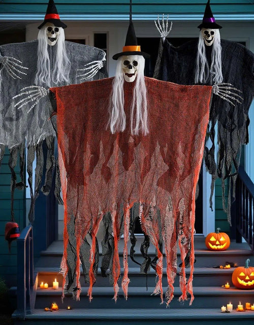 Load image into Gallery viewer, 3Pcs Halloween Hanging Ghosts, Halloween Decorations Outdoor Indoor Scary Skeleton Ghosts, Haunted House Props
