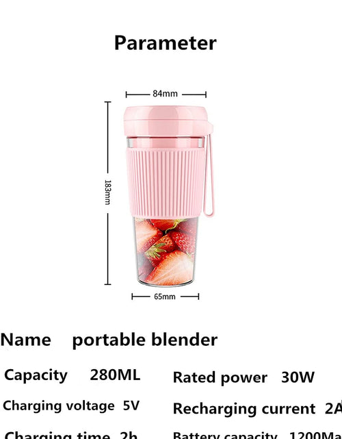 Load image into Gallery viewer, Portable Blender Cordless Smoothies and Shakes Detachable Personal Size Juicer Cup with USB Rechargeable Four Blades Fruit Mixing Machine 10Oz Travel Mini Mixer Handheld Blender for Sports Gym Pink (Pink)
