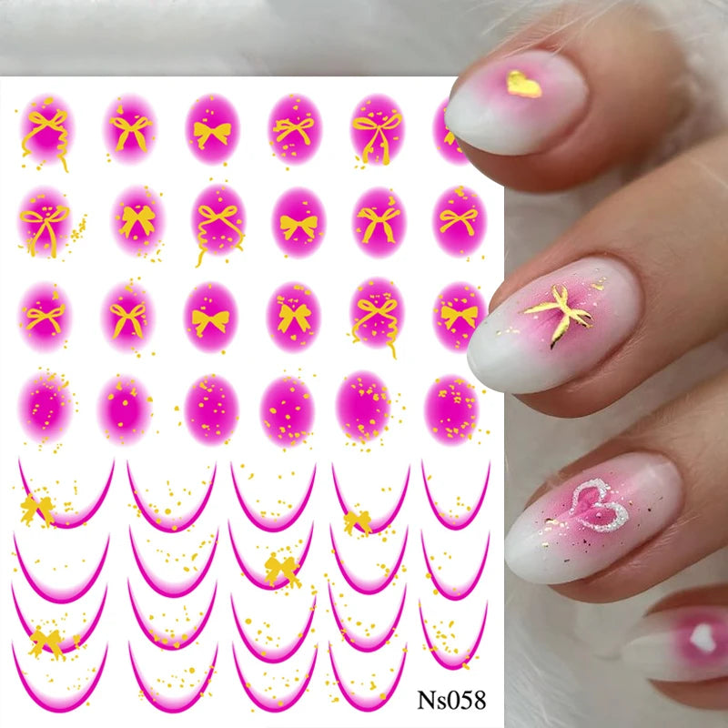 3D White Bowknot Flower Nail Art Sticker Ultra-Thin Self-Adhesive Slider Summer Nail Art Decal Decoration DIY Manicure Accesorie