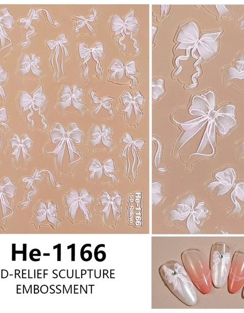 Load image into Gallery viewer, 3D White Bowknot Flower Nail Art Sticker Ultra-Thin Self-Adhesive Slider Summer Nail Art Decal Decoration DIY Manicure Accesorie
