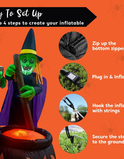 Load image into Gallery viewer, 6 Ft Halloween Inflatable Outdoor Witches Cauldron Pot Large Decorations with Flame Light,Halloween Blow Ups for outside Yard Decoration
