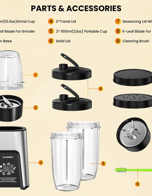 Load image into Gallery viewer, 1000W Personal Blender for Smoothies and Shakes, Smoothie Maker with 6 Blades, 2*23 Oz Cups, 1*10Oz Grind Cup, Portable Blenders for Kitchen
