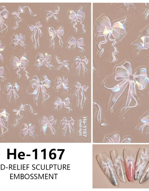 Load image into Gallery viewer, 3D White Bowknot Flower Nail Art Sticker Ultra-Thin Self-Adhesive Slider Summer Nail Art Decal Decoration DIY Manicure Accesorie
