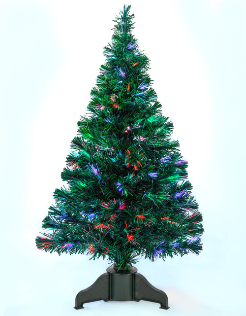 Load image into Gallery viewer, Small Pre-Lit Fiber-Optic Christmas Tree. 500 Fiber Light Tips Tabletop LED Green 32”
