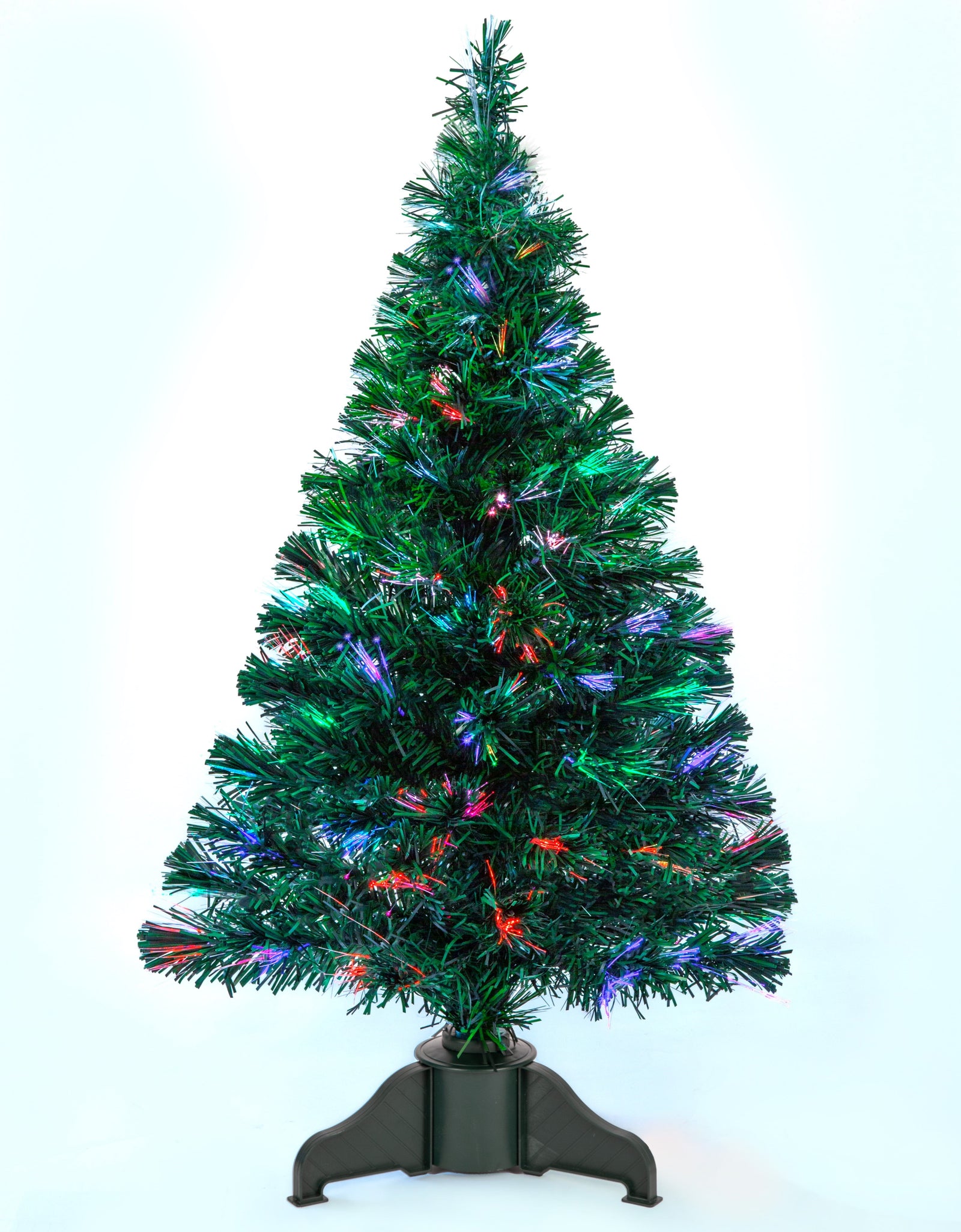 Small Pre-Lit Fiber-Optic Christmas Tree. 500 Fiber Light Tips Tabletop LED Green 32”