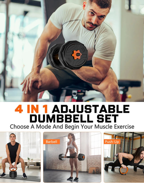 Load image into Gallery viewer, 66Lb 4-In-1 Adjustable Dumbbells Set Free Weight Set with Connector Used as Barbell, Kettlebells, Push up Stand, Fitness Exercises for Home Gym Suitable Men/Women
