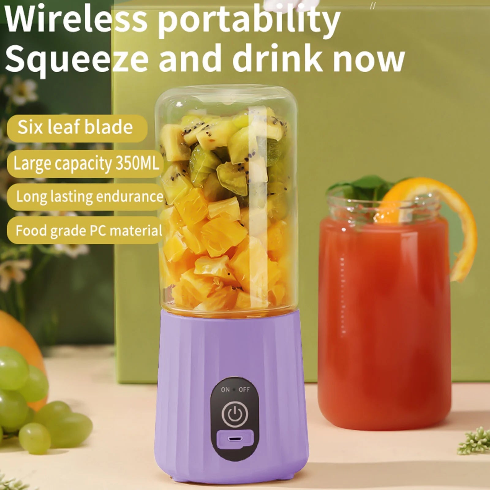 Home Essentials Kitchen Small Appliances Portable Blenders , Juicer for Shakes , Fruit Juicer USB Rechargeable with 6 Blades, Handheld Blenders for Sports Travel and Outdoors Clearance