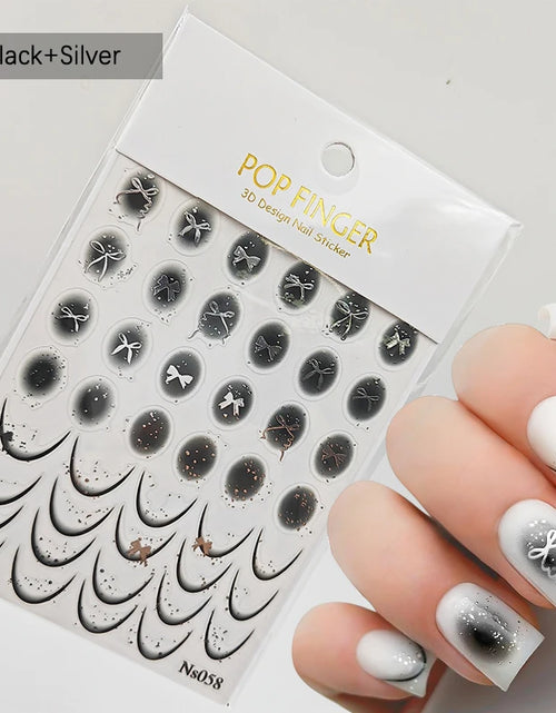 Load image into Gallery viewer, 3D White Bowknot Flower Nail Art Sticker Ultra-Thin Self-Adhesive Slider Summer Nail Art Decal Decoration DIY Manicure Accesorie
