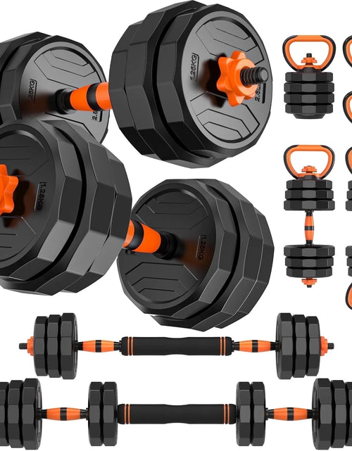 Load image into Gallery viewer, 66Lb 4-In-1 Adjustable Dumbbells Set Free Weight Set with Connector Used as Barbell, Kettlebells, Push up Stand, Fitness Exercises for Home Gym Suitable Men/Women
