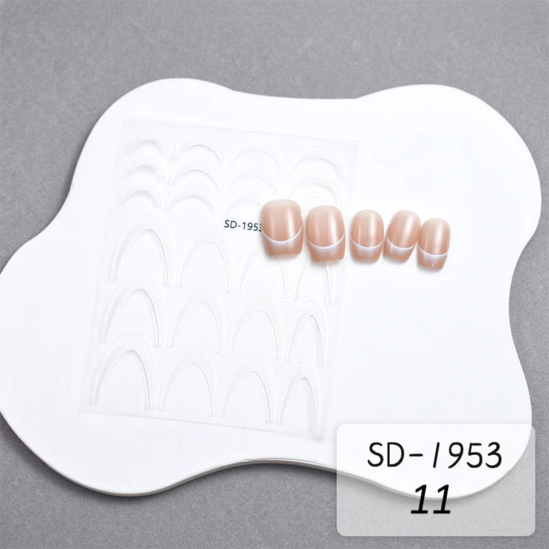 3D White Bowknot Flower Nail Art Sticker Ultra-Thin Self-Adhesive Slider Summer Nail Art Decal Decoration DIY Manicure Accesorie