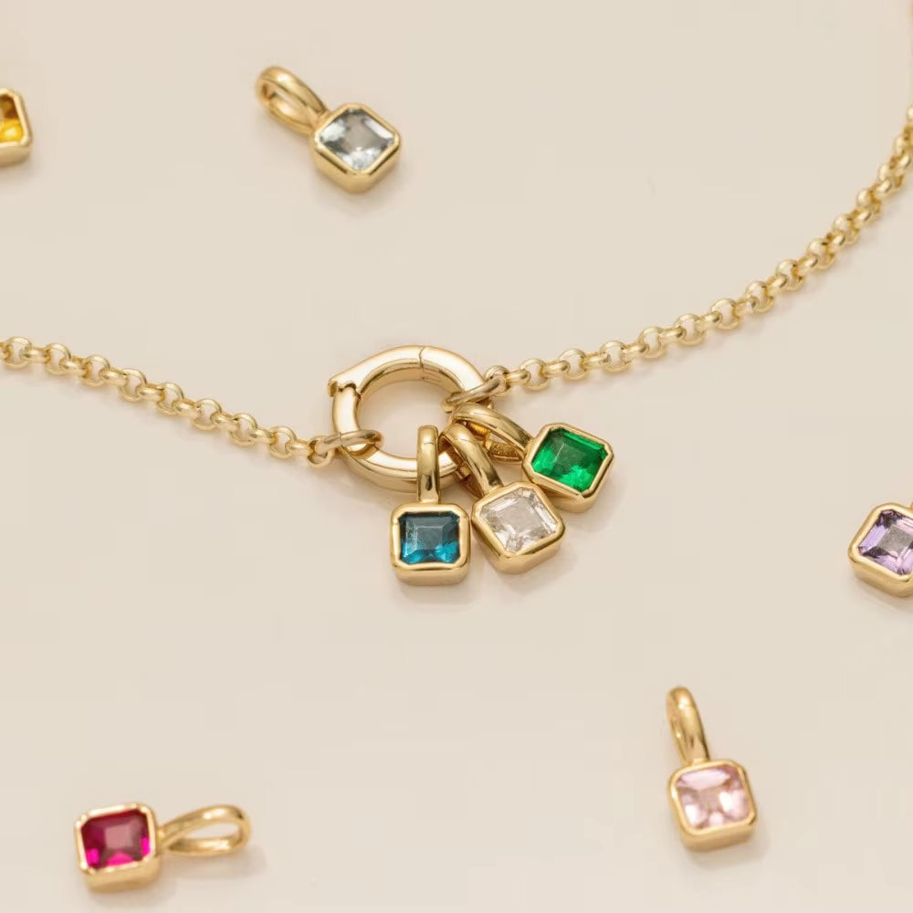Stainless Steel Pendant DIY Birthstone Necklace for Woman Gold Color Designer Pendant Necklaces Bir