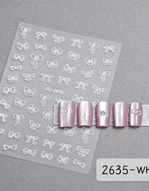 Load image into Gallery viewer, 3D White Bowknot Flower Nail Art Sticker Ultra-Thin Self-Adhesive Slider Summer Nail Art Decal Decoration DIY Manicure Accesorie
