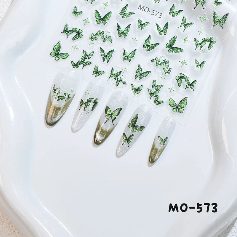 3D White Bowknot Flower Nail Art Sticker Ultra-Thin Self-Adhesive Slider Summer Nail Art Decal Decoration DIY Manicure Accesorie