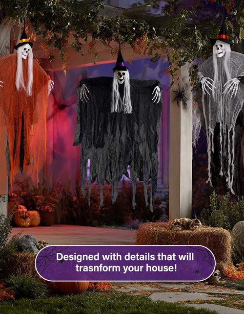 Load image into Gallery viewer, 3Pcs Halloween Hanging Ghosts, Halloween Decorations Outdoor Indoor Scary Skeleton Ghosts, Haunted House Props

