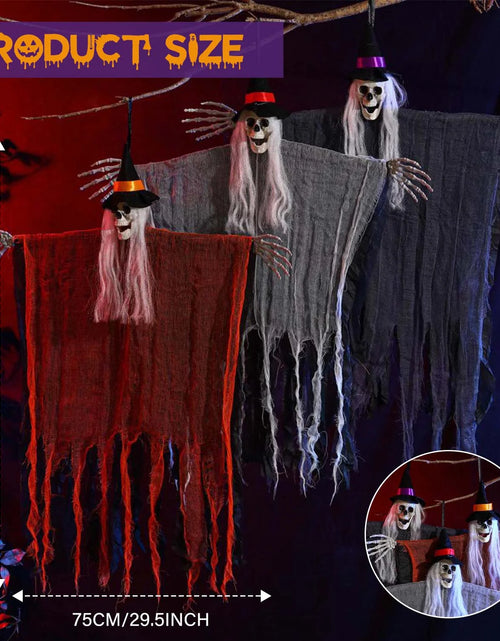 Load image into Gallery viewer, 3Pcs Halloween Hanging Ghosts, Halloween Decorations Outdoor Indoor Scary Skeleton Ghosts, Haunted House Props
