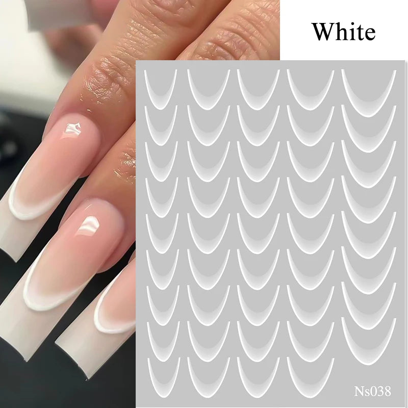 3D White Bowknot Flower Nail Art Sticker Ultra-Thin Self-Adhesive Slider Summer Nail Art Decal Decoration DIY Manicure Accesorie