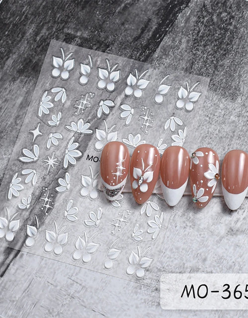 Load image into Gallery viewer, 3D White Bowknot Flower Nail Art Sticker Ultra-Thin Self-Adhesive Slider Summer Nail Art Decal Decoration DIY Manicure Accesorie
