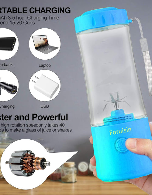 Load image into Gallery viewer, Portable Blender, Personal Blender 14 OZ Smoothie Maker Blender, Personal Smoothie Mixer, Usb Rechargeble Baby Milkshake Mixing with Six Blades, Blue
