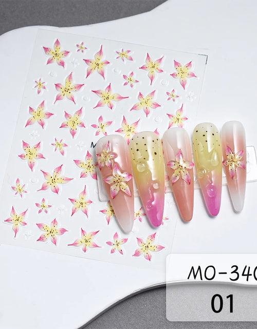 Load image into Gallery viewer, 3D White Bowknot Flower Nail Art Sticker Ultra-Thin Self-Adhesive Slider Summer Nail Art Decal Decoration DIY Manicure Accesorie
