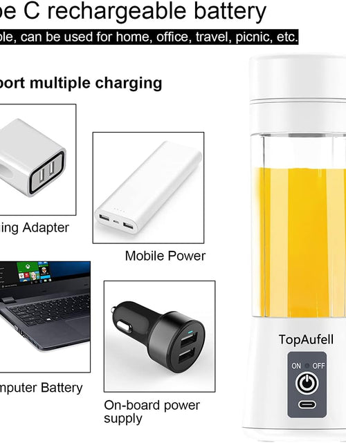 Load image into Gallery viewer, Portable Blender,Mini Blender for Shakes and Smoothies,Six Blades in 3D for Superb Mixing,Personal Size Blender with Powerful Motor 2000Mah Rechargeable Battery for Home, Travel, Office
